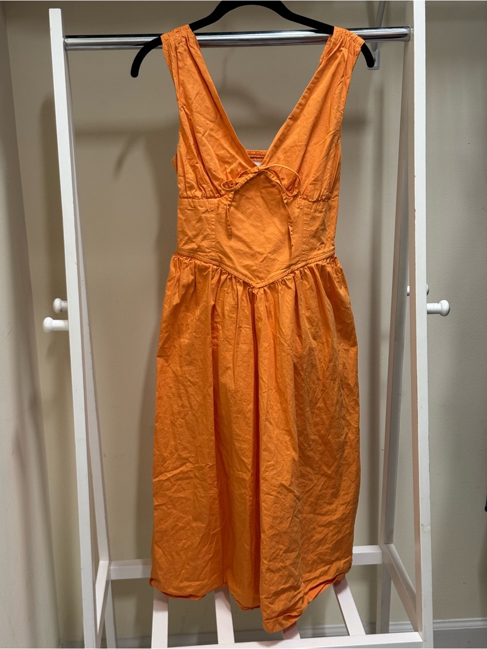 Orange Sleeveless Corset Midi Dress